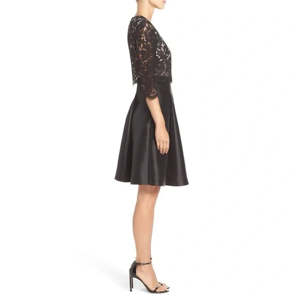 black lace dinner dress Off the Shoulder Black Lace Long Prom Dresses, Fluffy Black Lace Forma –  morievent main image 1